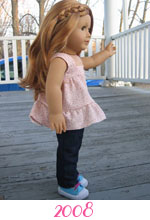Polka dot top and jeans, 2008