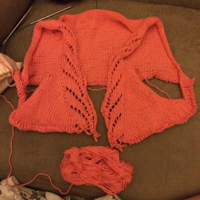 Final picture of Vianne cardigan before giving up on it